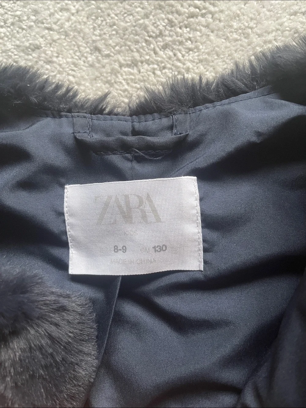 Girls Zara dark navy Faux Fur Vest - Plush Sleeveless Layer